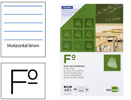 Bloc examen Liderpapel Fº 40 hojas 60g/m² horizontal